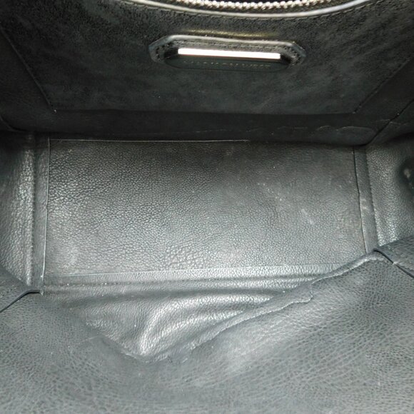 FRYE + Madison West Black Large Studded Leather Satchel Tote Handbag - Picture 6 of 9